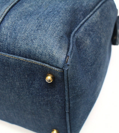 CHANEL Vintage CC Logo Boston Denim Blue