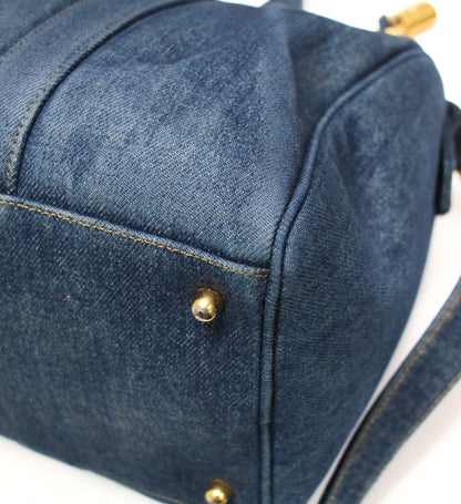 CHANEL Vintage CC Logo Boston Denim Blue