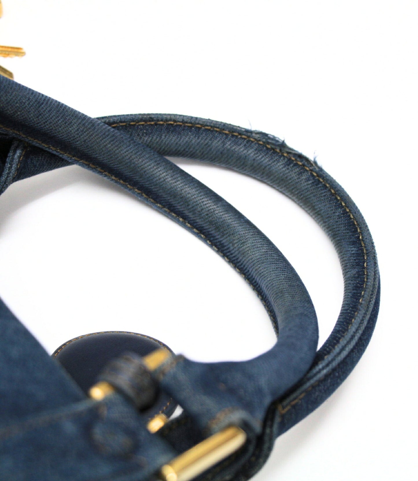 CHANEL Vintage CC Logo Boston Denim Blue
