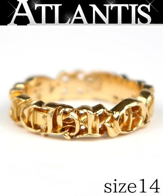 CHROME HEARTS 22K "CHROME" Band Ring Gold Size US 7