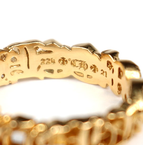 CHROME HEARTS 22K "CHROME" Band Ring Gold Size ONE SIZE