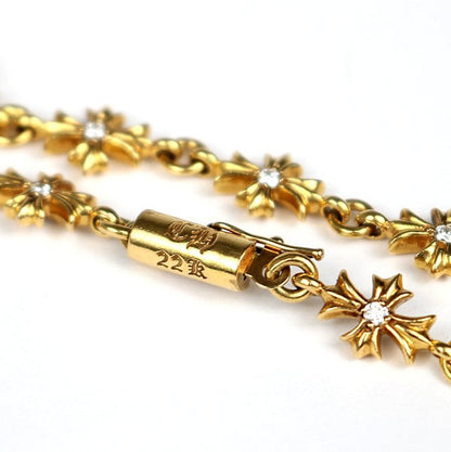 CHROME HEARTS 22K Pave Diamond Bracelet Gold Size ONE SIZE