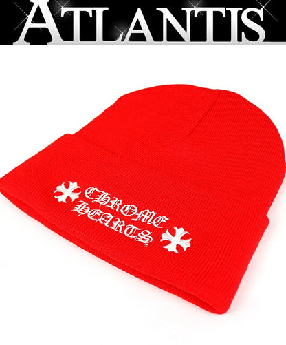 CHROME HEARTS Acrylic Logo Beanie Red Size ONE SIZE