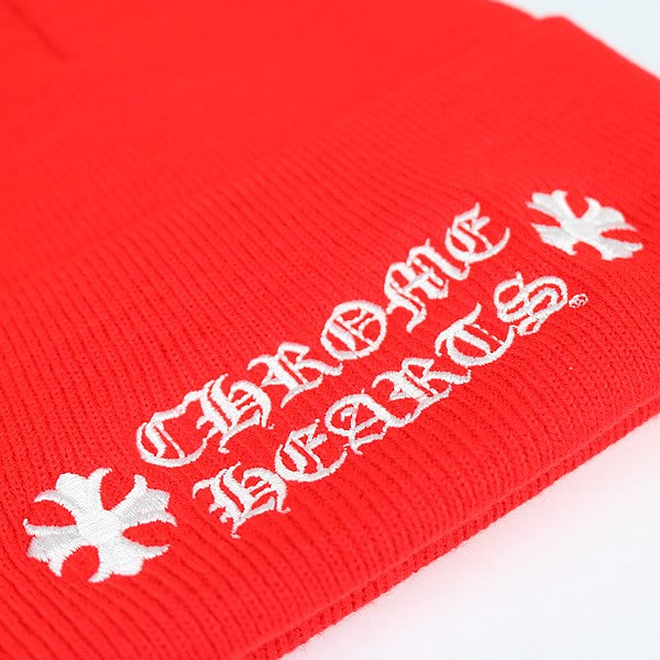 CHROME HEARTS Acrylic Logo Beanie Red Size ONE SIZE