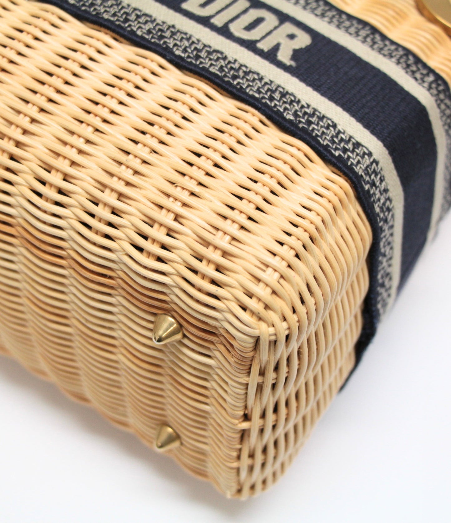 Christian Dior Lady Dior Wicker Beige Navy Bag Size ONE SIZE