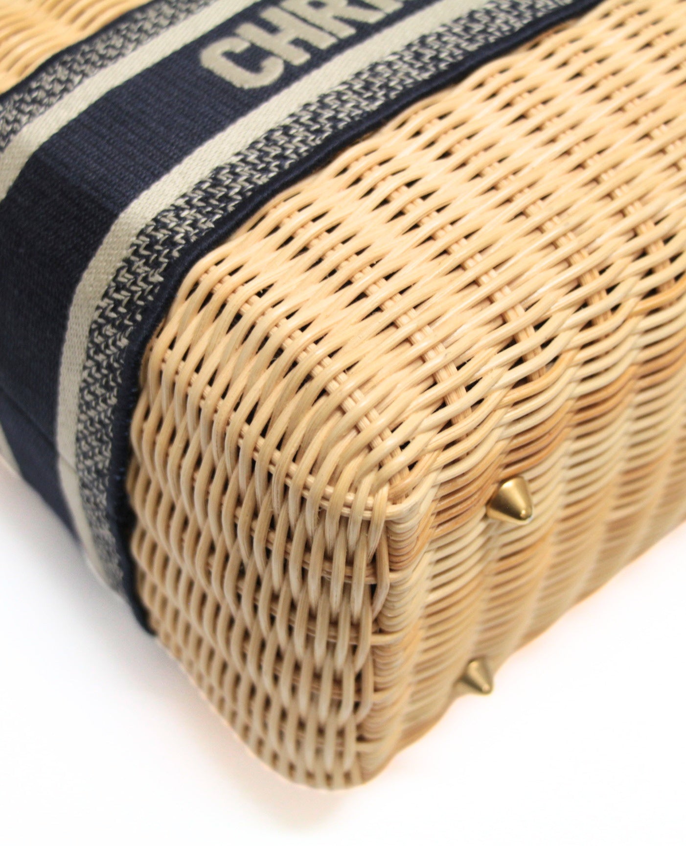 Christian Dior Lady Dior Wicker Beige Navy Bag Size ONE SIZE