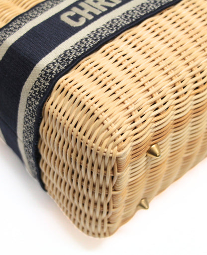 Christian Dior Lady Dior Wicker Beige Navy Bag Size ONE SIZE