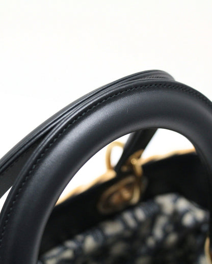 Christian Dior Lady Dior Wicker Beige Navy Bag Size ONE SIZE