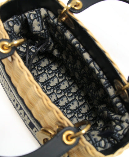 Christian Dior Lady Dior Wicker Beige Navy Bag Size ONE SIZE