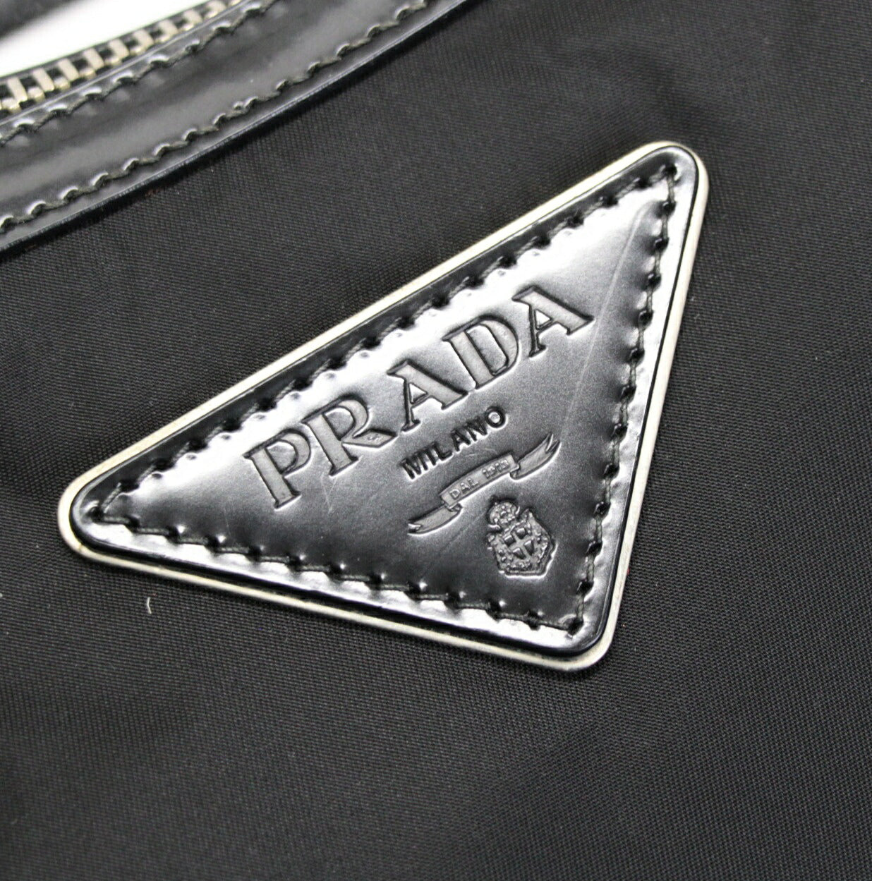 PRADA Nylon Floral Triangle Logo Black Red Shoulder Bag Size ONE SIZE