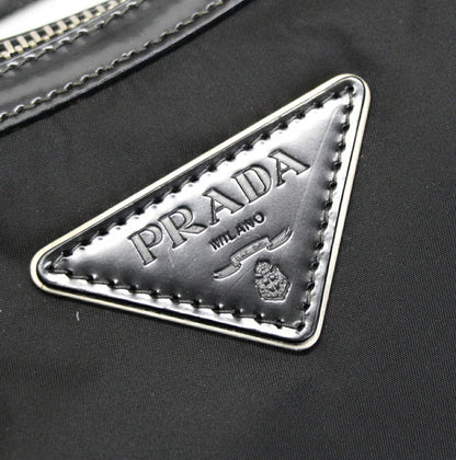 PRADA Nylon Floral Triangle Logo Black Red Shoulder Bag Size ONE SIZE