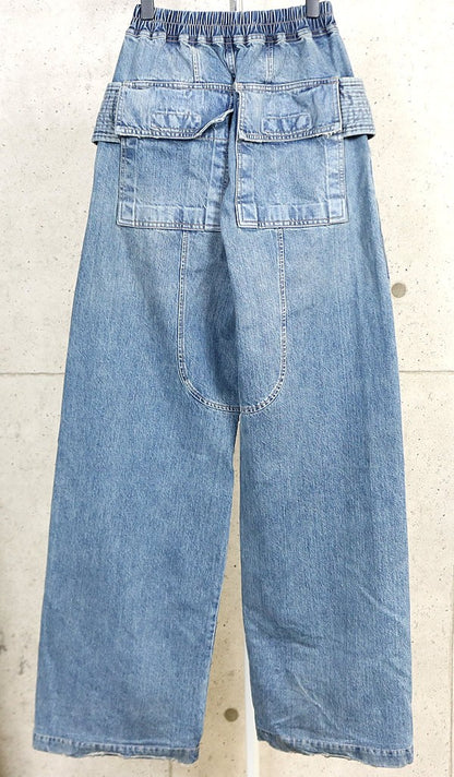 RICK OWENS Creatch Cargo Denim Pants Darkshadow Size S