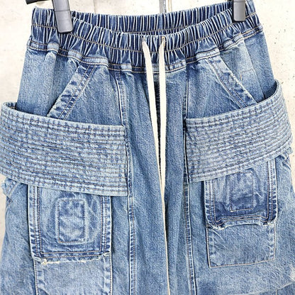 RICK OWENS Creatch Cargo Denim Pants Darkshadow Size S