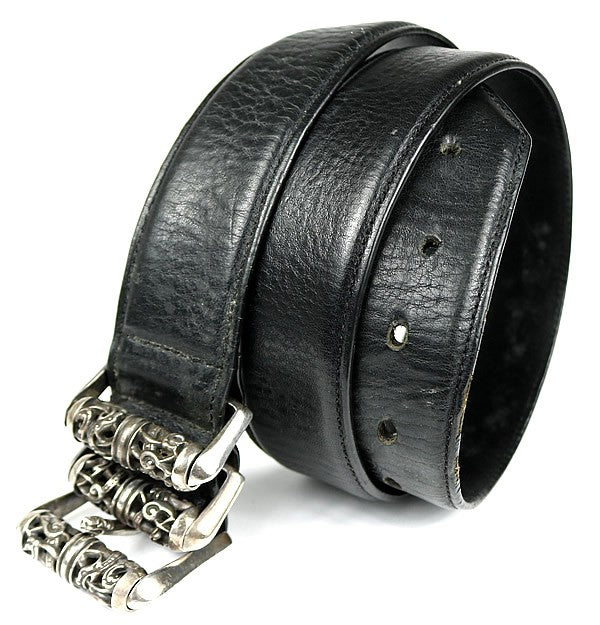 CHROME HEARTS Celtic Roller Leather Belt Black Size 32