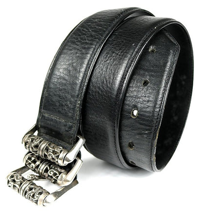 CHROME HEARTS Celtic Roller Leather Belt Black Size 32