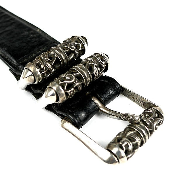 CHROME HEARTS Celtic Roller Leather Belt Black Size 32