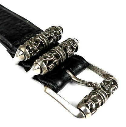 CHROME HEARTS Celtic Roller Leather Belt Black Size 32