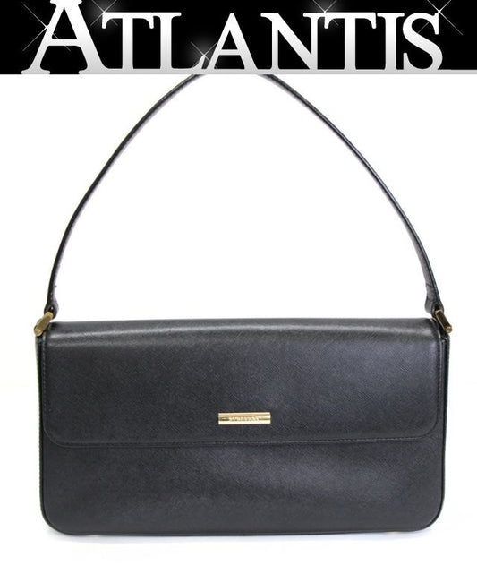 BURBERRY Leather One Shoulder Bag Black Size ONE SIZE