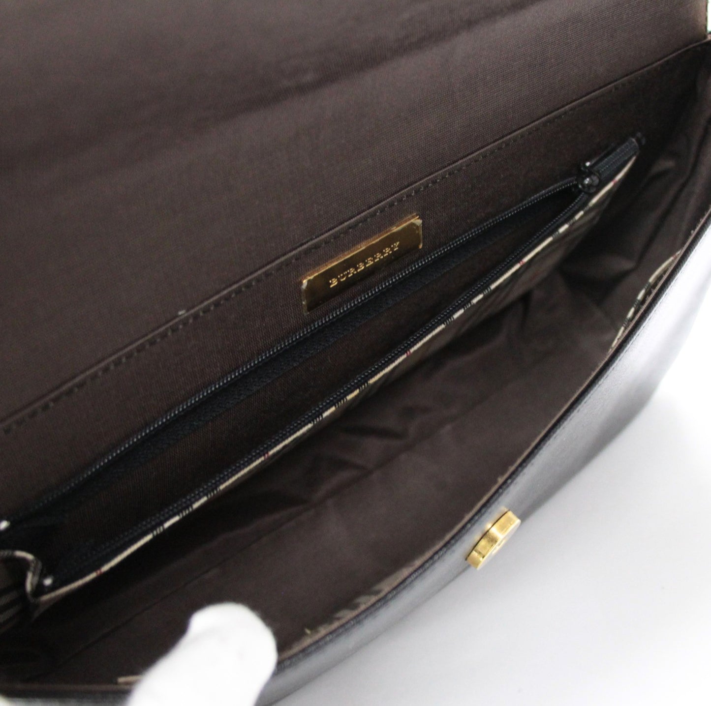 BURBERRY Leather One Shoulder Bag Black Size ONE SIZE