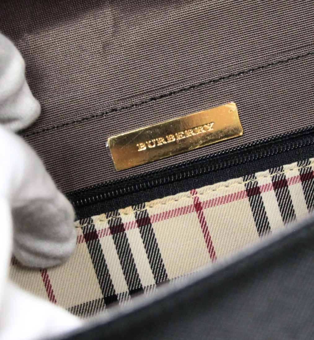 BURBERRY Leather One Shoulder Bag Black Size ONE SIZE
