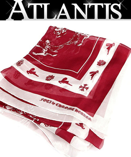 CHROME HEARTS FOTI Silk Scarf Red/White Size ONE SIZE
