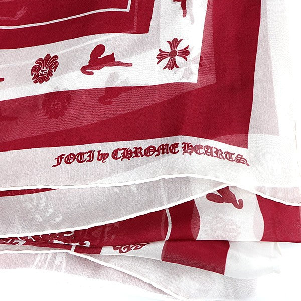 CHROME HEARTS FOTI Silk Scarf Red/White Size ONE SIZE