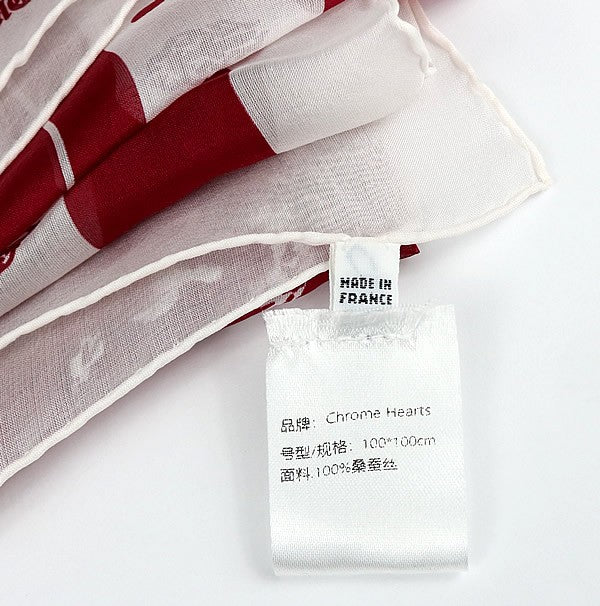 CHROME HEARTS FOTI Silk Scarf Red/White Size ONE SIZE