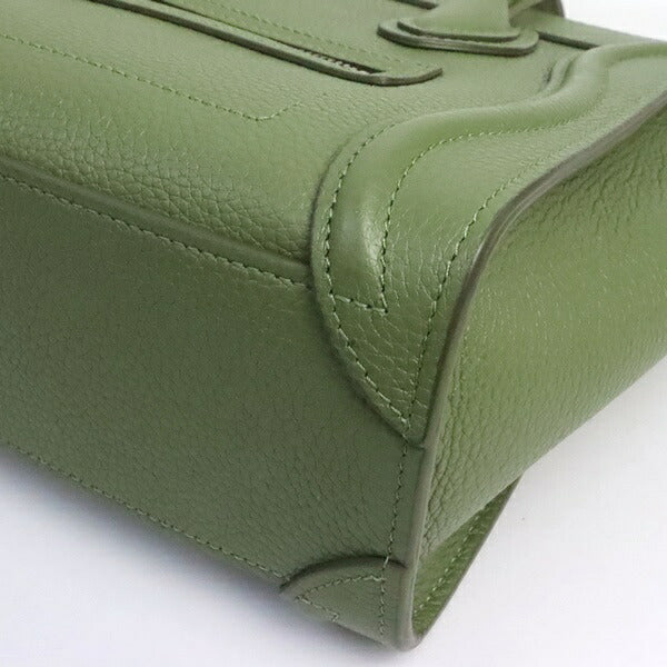 CELINE Luggage Nano Shopper Leather Bag Green Size ONE SIZE