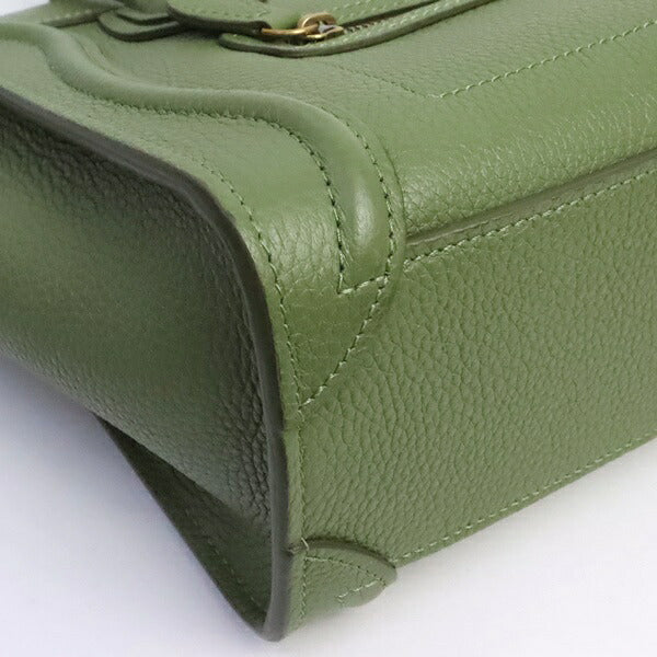 CELINE Luggage Nano Shopper Leather Bag Green Size ONE SIZE