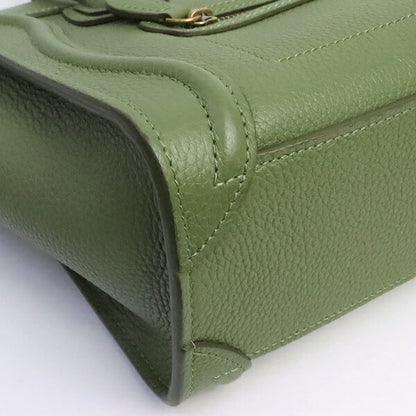 CELINE Luggage Nano Shopper Leather Bag Green Size ONE SIZE