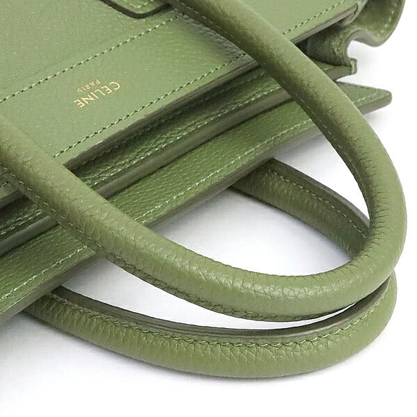 CELINE Luggage Nano Shopper Leather Bag Green Size ONE SIZE