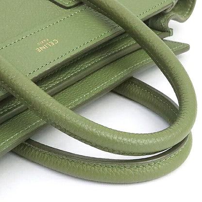 CELINE Luggage Nano Shopper Leather Bag Green Size ONE SIZE