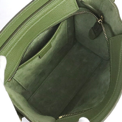 CELINE Luggage Nano Shopper Leather Bag Green Size ONE SIZE