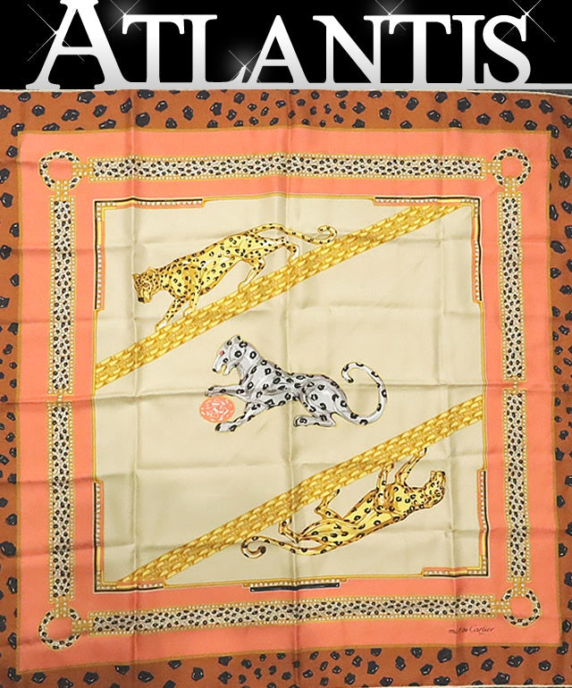 Cartier Must de Cartier Leopard Scarf Brown Size ONE SIZE