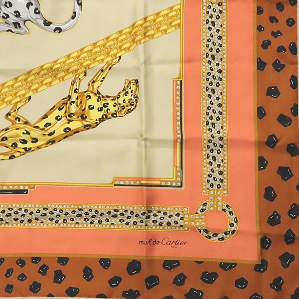 Cartier Must de Cartier Leopard Scarf Brown Size ONE SIZE