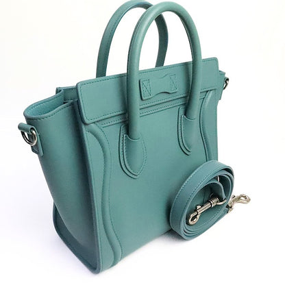 CELINE Luggage Nano Shopper Leather Light Blue Bag Size ONE SIZE