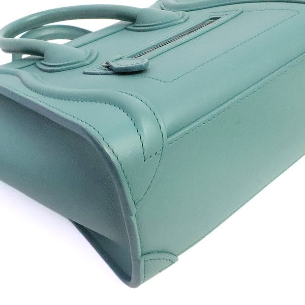 CELINE Luggage Nano Shopper Leather Light Blue Bag Size ONE SIZE