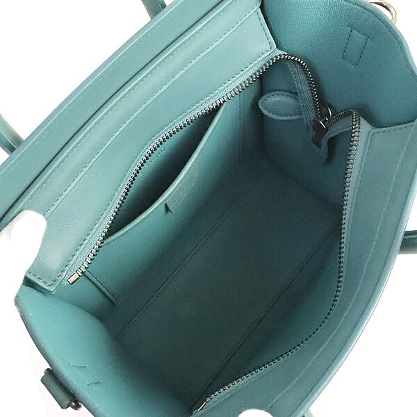CELINE Luggage Nano Shopper Leather Light Blue Bag Size ONE SIZE