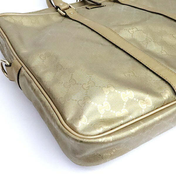 GUCCI GG Imprime PVC Leather Briefcase Gold Size ONE SIZE