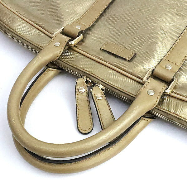 GUCCI GG Imprime PVC Leather Briefcase Gold Size ONE SIZE