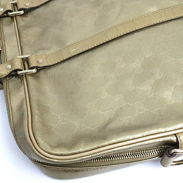 GUCCI GG Imprime PVC Leather Briefcase Gold Size ONE SIZE