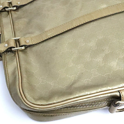 GUCCI GG Imprime PVC Leather Briefcase Gold Size ONE SIZE