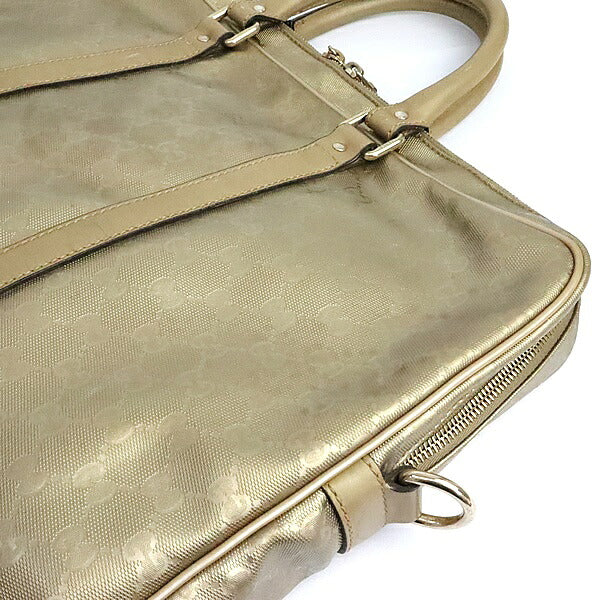 GUCCI GG Imprime PVC Leather Briefcase Gold Size ONE SIZE