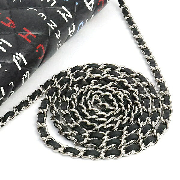 CHANEL Typography Computer Print Chain Wallet Shoulder Bag Size ONE SIZE