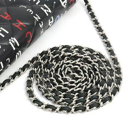 CHANEL Typography Computer Print Chain Wallet Shoulder Bag Size ONE SIZE