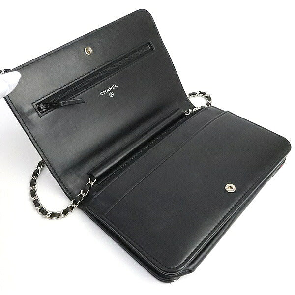 CHANEL Typography Computer Print Chain Wallet Shoulder Bag Size ONE SIZE