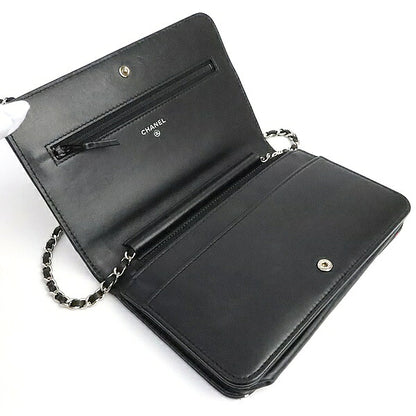 CHANEL Typography Computer Print Chain Wallet Shoulder Bag Size ONE SIZE