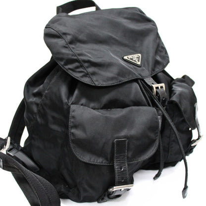 PRADA Triangle Logo Double Backpack Black Size ONE SIZE
