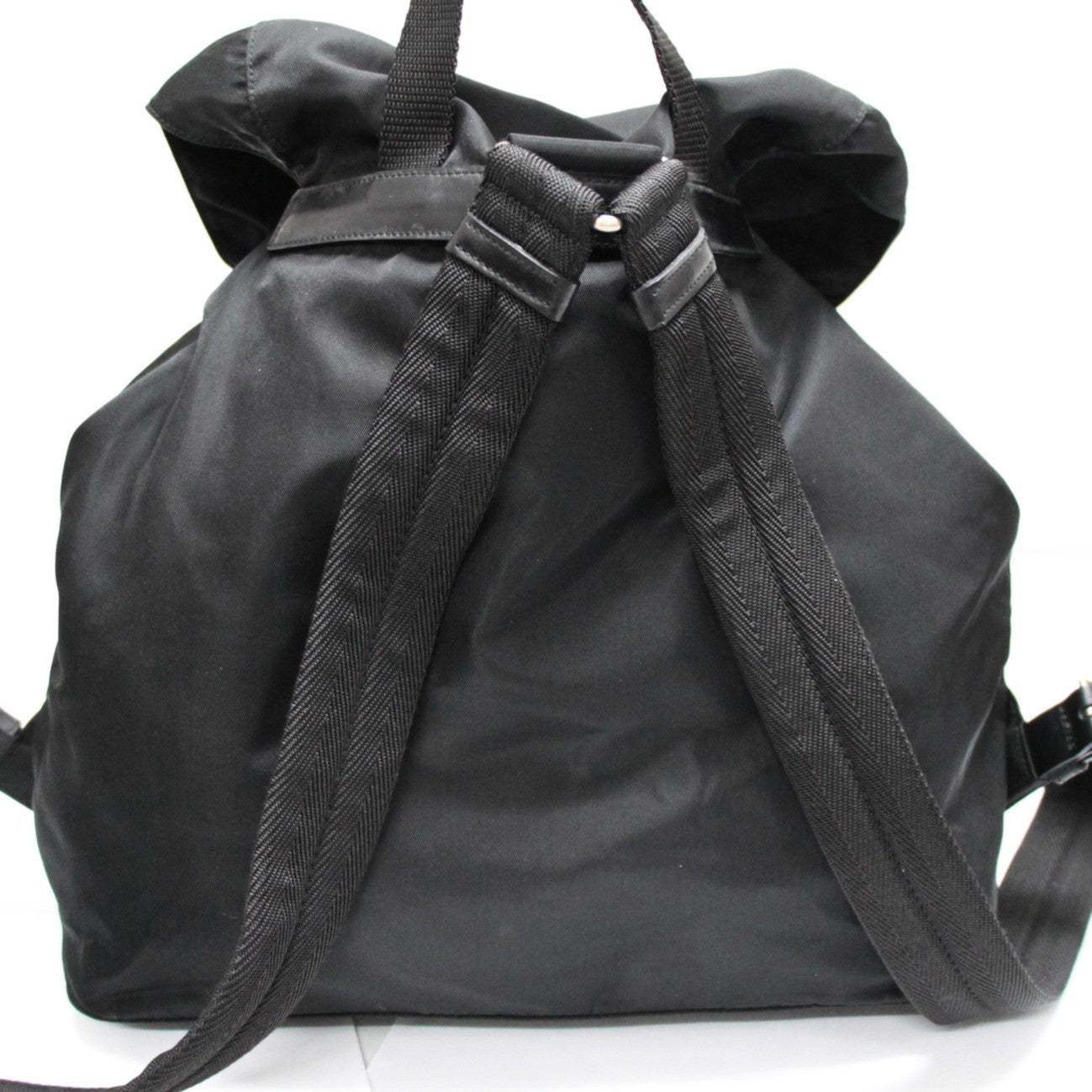 PRADA Triangle Logo Double Backpack Black Size ONE SIZE
