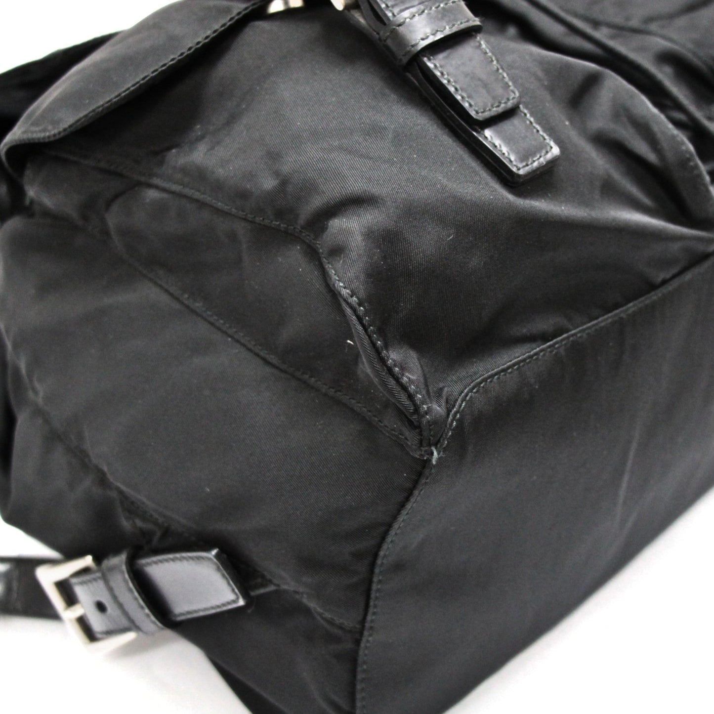 PRADA Triangle Logo Double Backpack Black Size ONE SIZE
